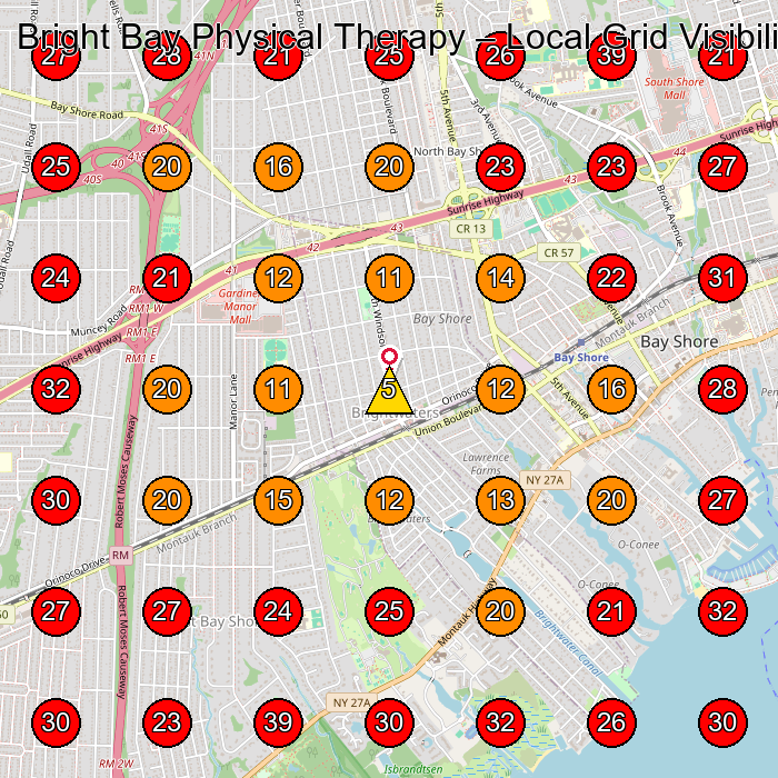 Bright Bay Physical Therapy GeoGrid visibility map for Physical Therapy Clinic in Babylon